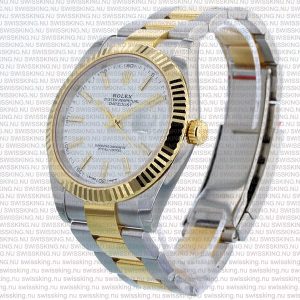 Rolex Datejust 41mm 18k 2-Tone Yellow Gold Flat Three Piece Links Fluted Bezel White Dial Stick Markers - Image 5