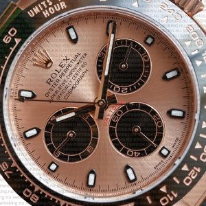 Rolex Cosmograph Daytona Rose Gold with Pink Dial Black Leather Band - Image 3