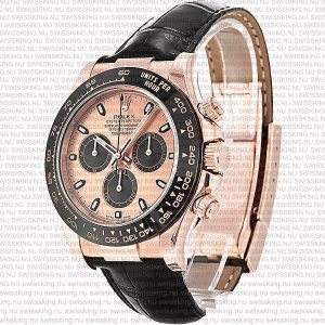 Rolex Cosmograph Daytona Rose Gold with Pink Dial Black Leather Band - Image 6