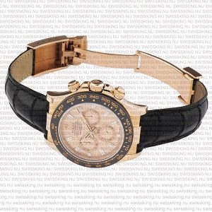 Rolex Cosmograph Daytona Rose Gold with Pink Dial Black Leather Band with Diamond Marks - Image 6