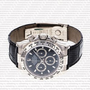 Rolex Cosmograph Daytona White Gold Black Stick Marks Dial Leather Band - Image 6