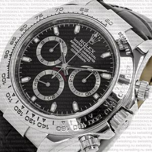 Rolex Cosmograph Daytona White Gold Black Stick Marks Dial Leather Band - Image 3