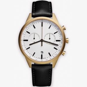 Yellow Gold White Black Leather